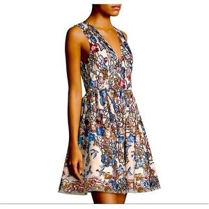 Alice + Olivia V Neck Neutral Floral Sequin Dress Sz: 4 NWT
